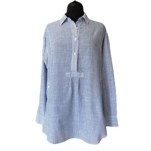 Madewell Side Button Popover Shirt in Stripe Long Sleeves Size Medium
